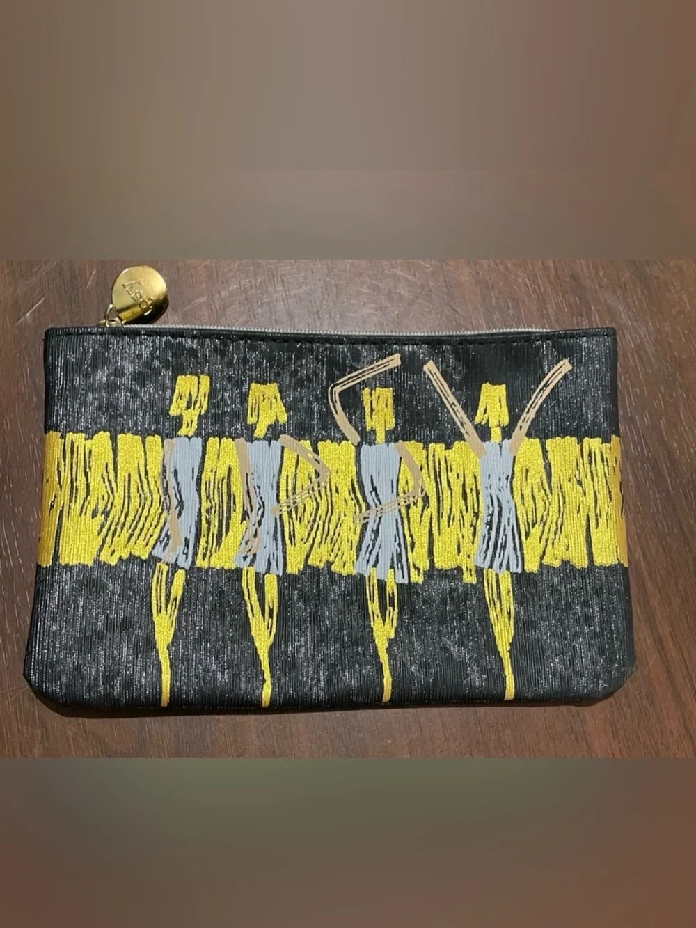 Ipsy Black and Yellow Fashion Illustration Cosmetic Bag